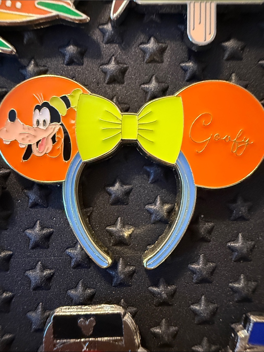 Orange & Lime Goofy Minnie Ears Enamel Pin